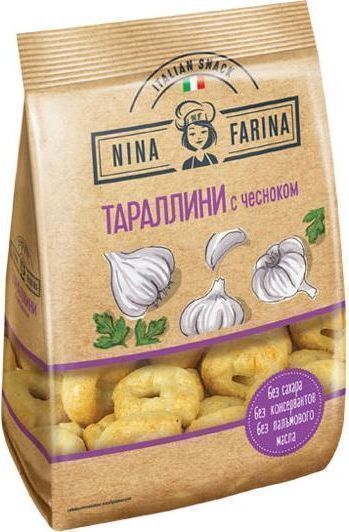 Крекер тараллини нина фарина с чесноком 180г
