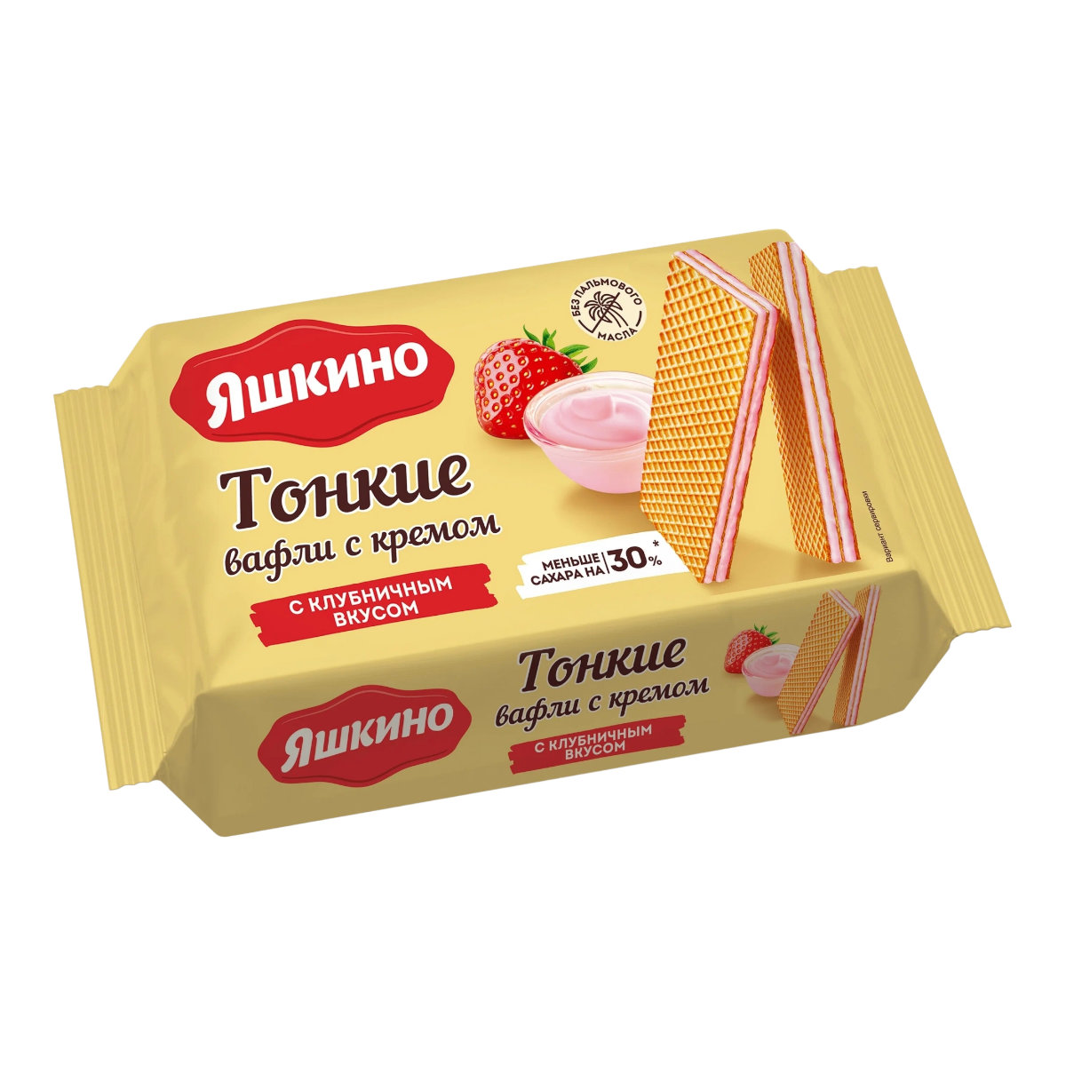 Вафли яшкино тонкие 144г клубника