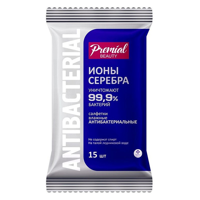 Premial салфетки влажные антибактериальные 15 шт