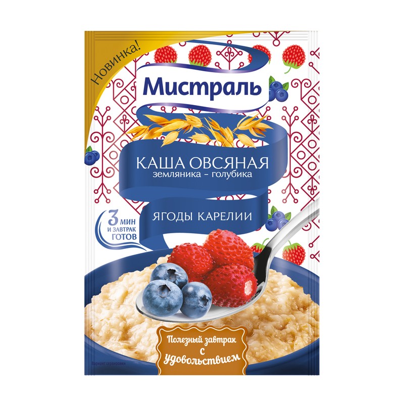 Каша мистраль овсяная землян голубика ягоды карелии 40г