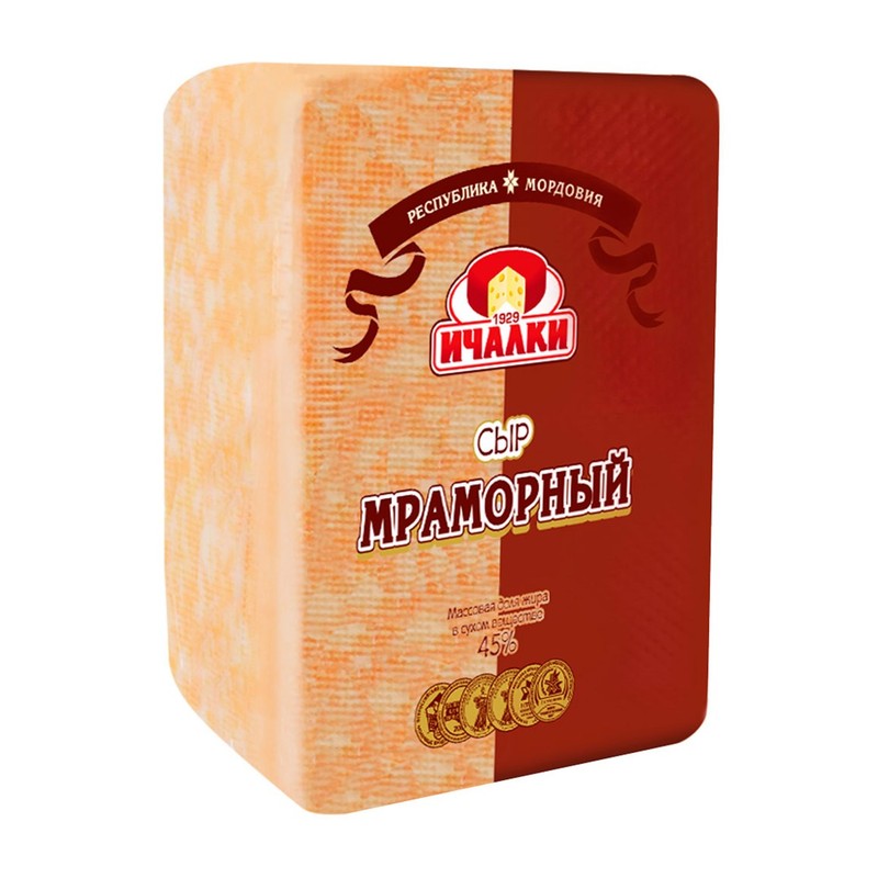 Сыр мраморный ичалки 45% вес (1 366)