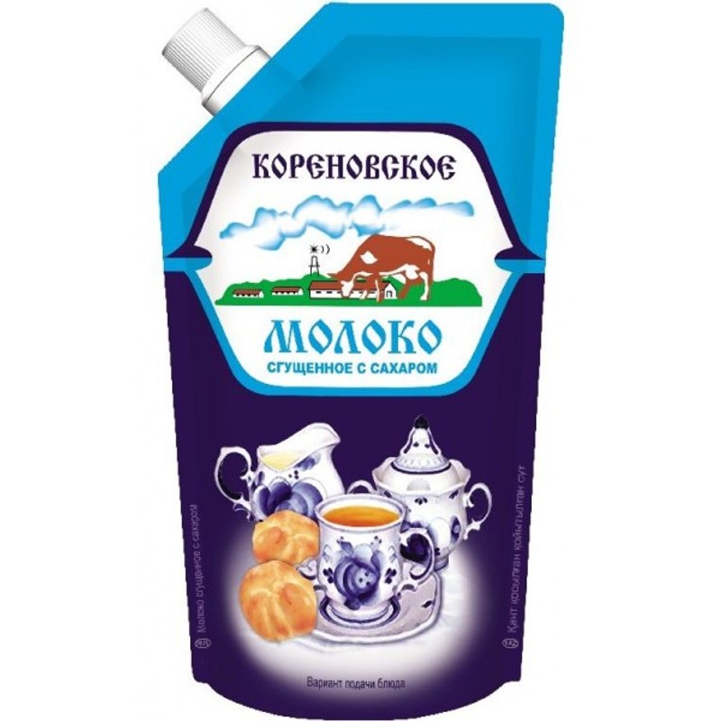 Молоко сгущ кореновское с сах 0,2% 270г д/п бзмж