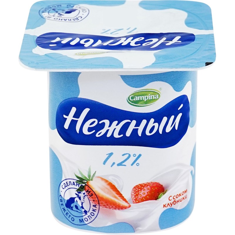 Йогурт кампина нежный с соком клубники 100 гр 5%