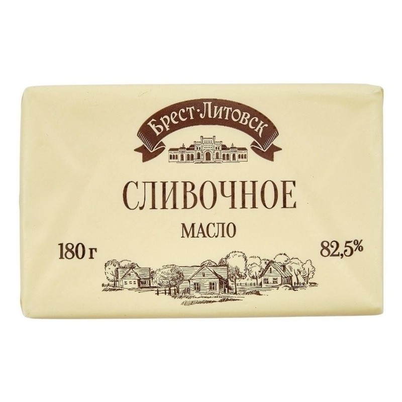 Масло слив брест-литовск 82,5% 180г несоленое