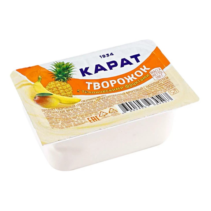 Творожок карат 9% 100г с тропическими фруктами