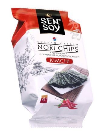 SEN SOY Чипсы-НОРИ из морской капусты KIMCHI пакет 4,5 гр