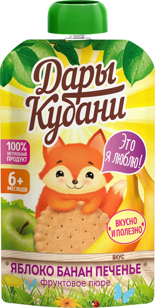 Пюре дары кубани яблоко/банан со вкусом печенья 0,09л