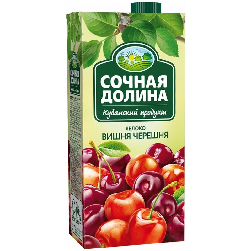 Сочная долина напиток яблоко/вишня/черешня 0,95л