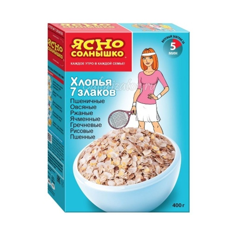 Хлопья ясно солнышко 7 злаков треб вар 400г