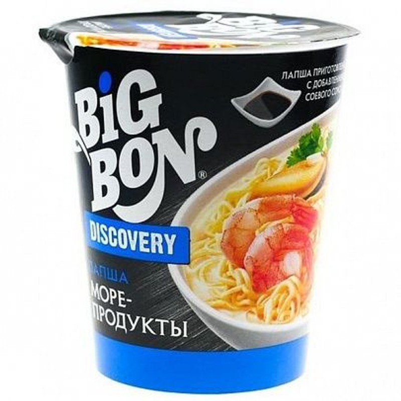 Биг-Бон Лапша б/п с морепродуктами 70 гр стакан