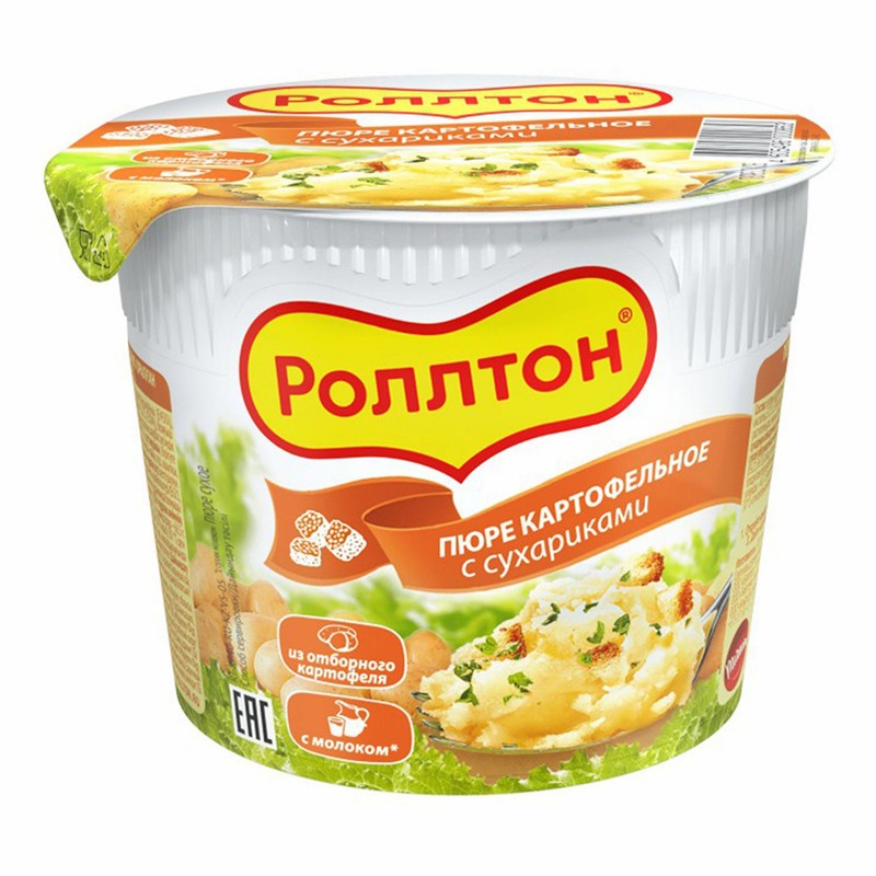 Пюре б/п роллтон 40г стакан с сухариками