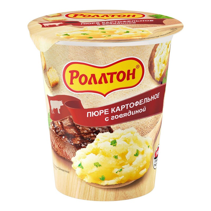 Роллтон Картофельное пюре с говядиной 55 гр стакан