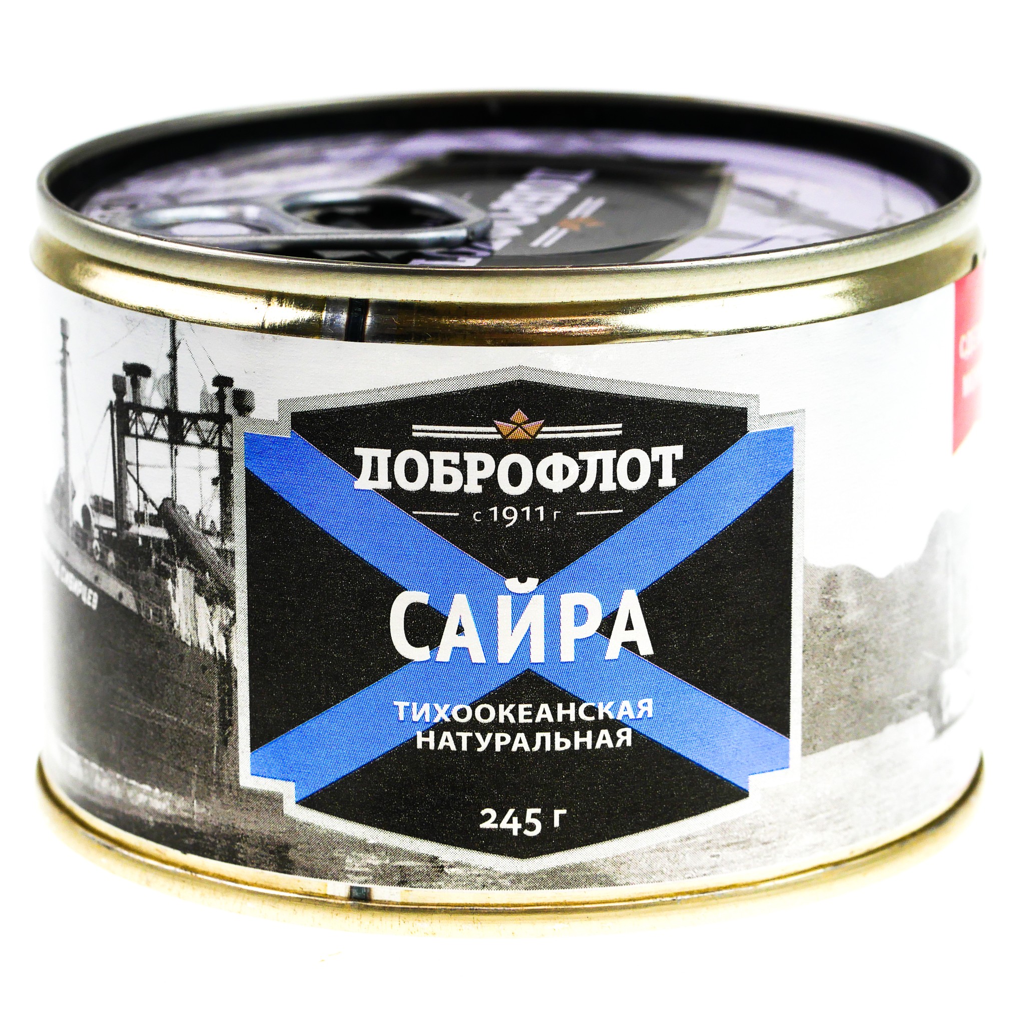 Сайра натуральная т/о Доброфлот 245 гр ж/б