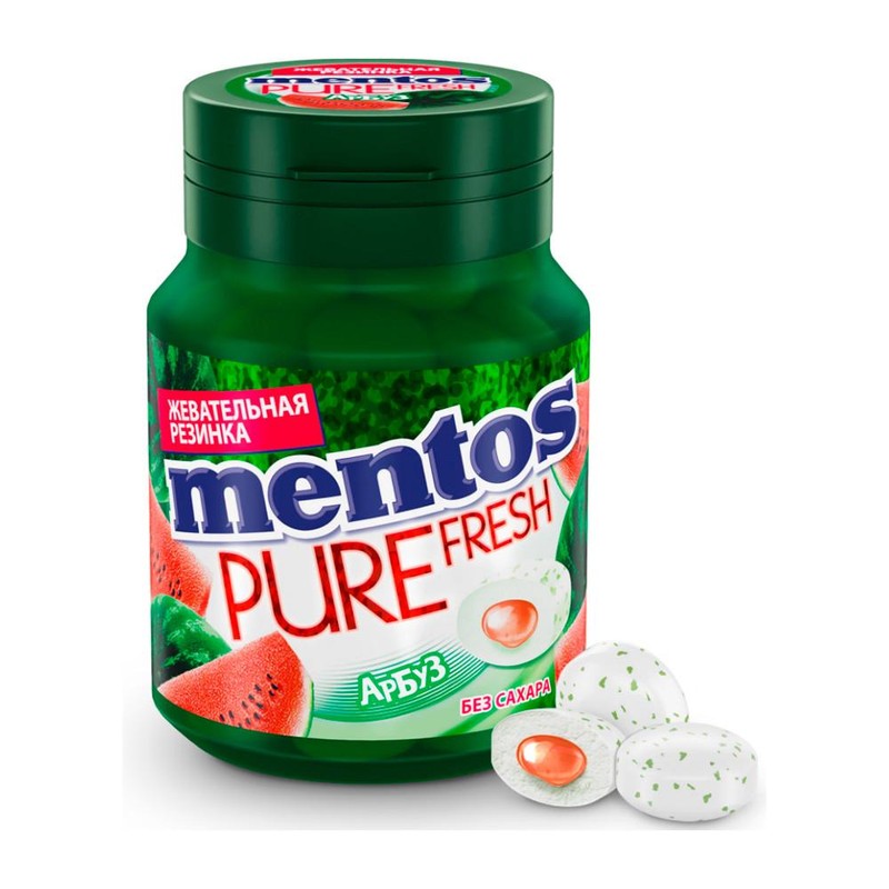 Жеват рез Mentos PURE банка Арбуз 54 г