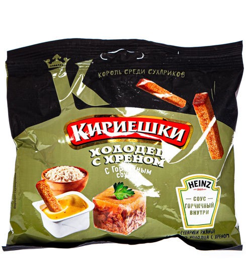 Сухарики кириешки ржан холодец/хрен/горч соус 60г +25мл