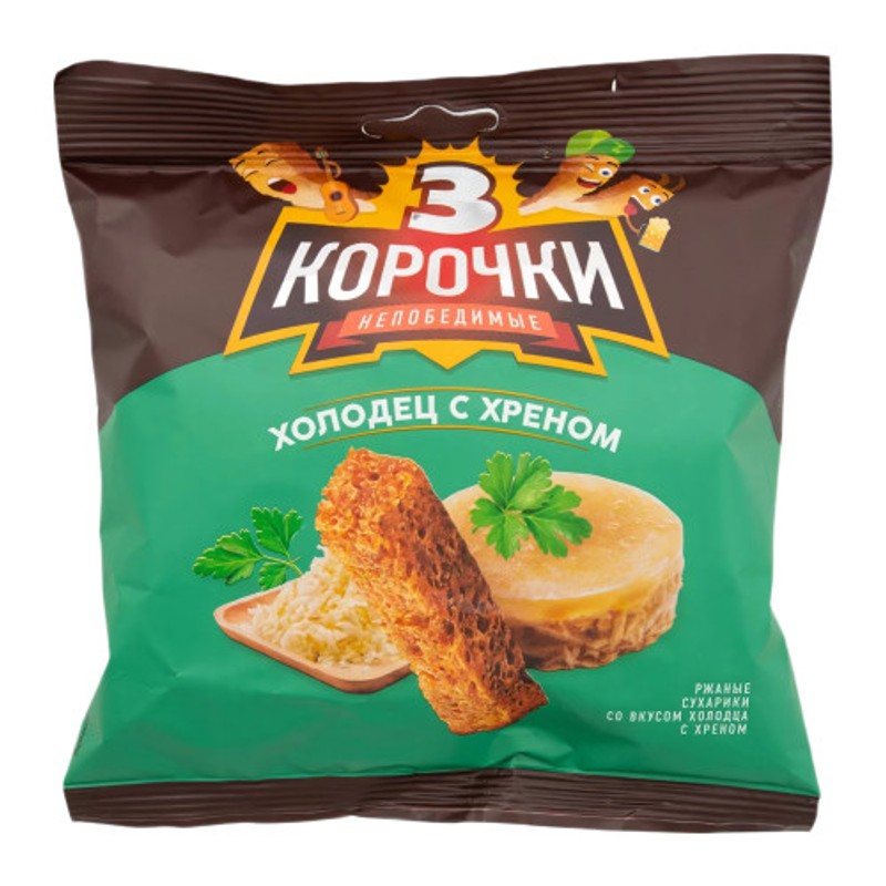 Сухарики 3 корочки ржан холодец/хрен 40г