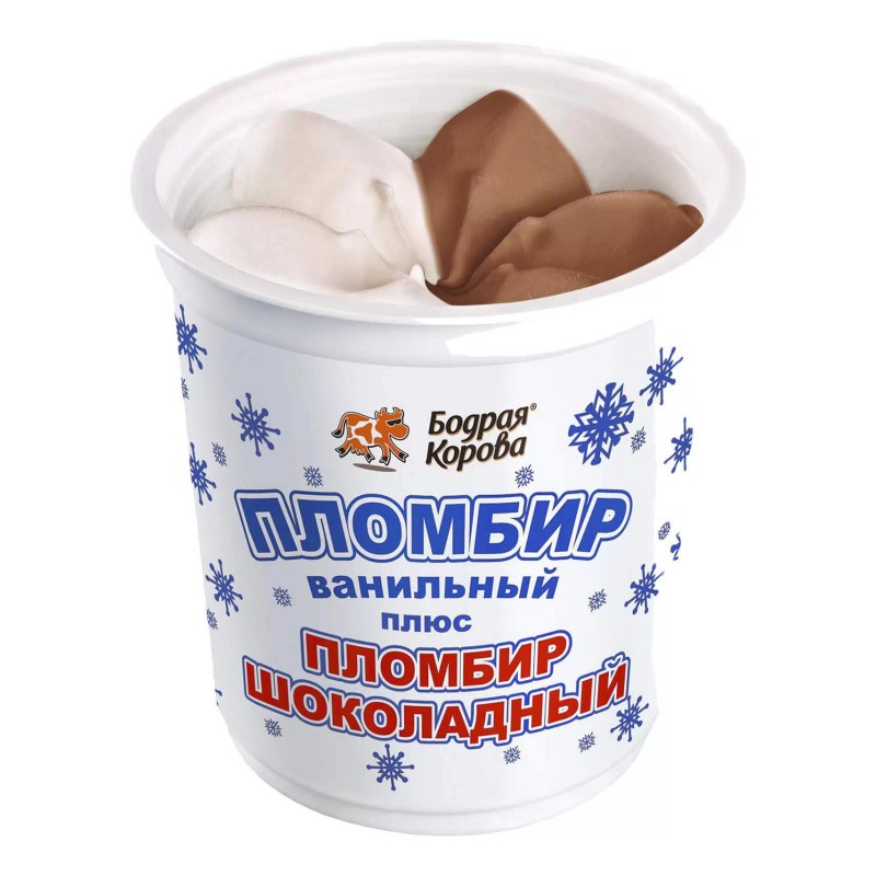 Мороженое Бодрая Корова Пломбир шоколадный 90 г стакан