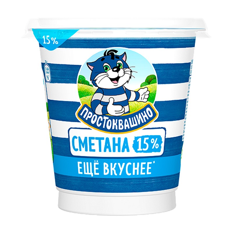 Сметана простоквашино 15% 300г стакан