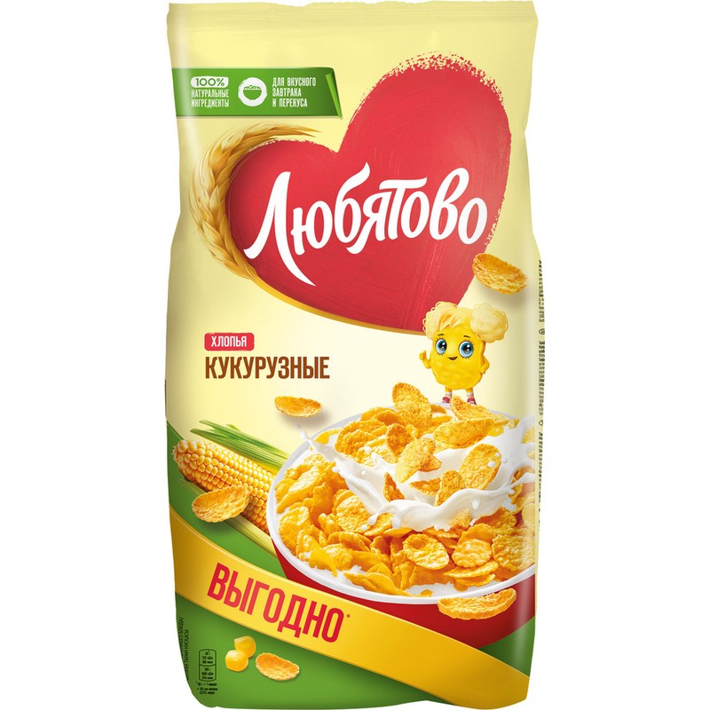 Хлопья кукурузные любятово 600г