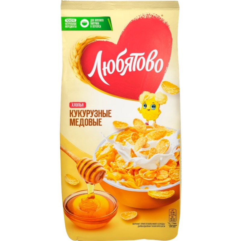 Хлопья кукурузные любятово медовые 250г