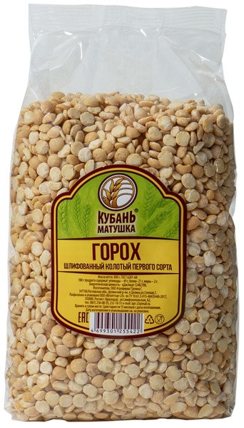 Горох крупа кубань-матушка 800г колотый шлифованный
