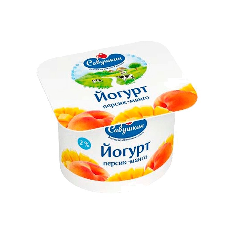 Йогурт персик-манго 2% савушкин 120 гр