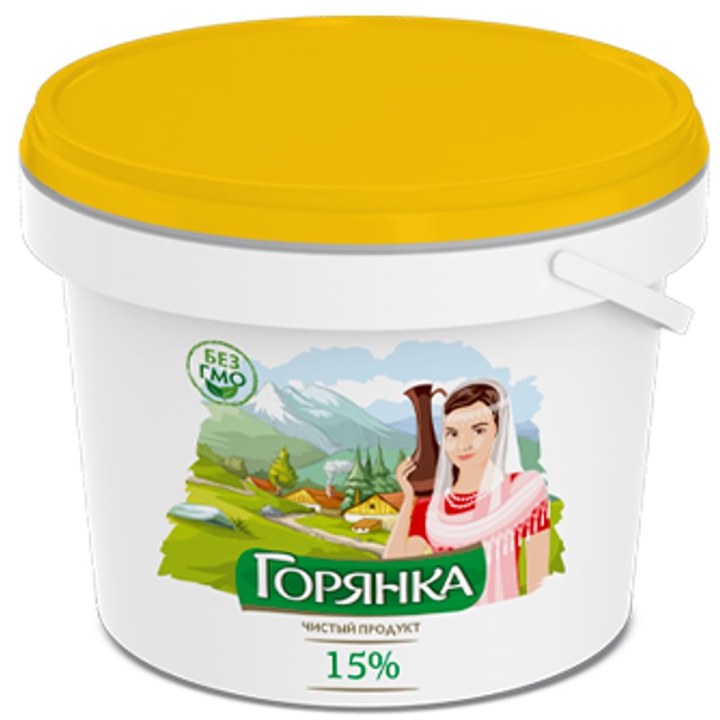 Продукт сметанный горянка 15% 700г ведро