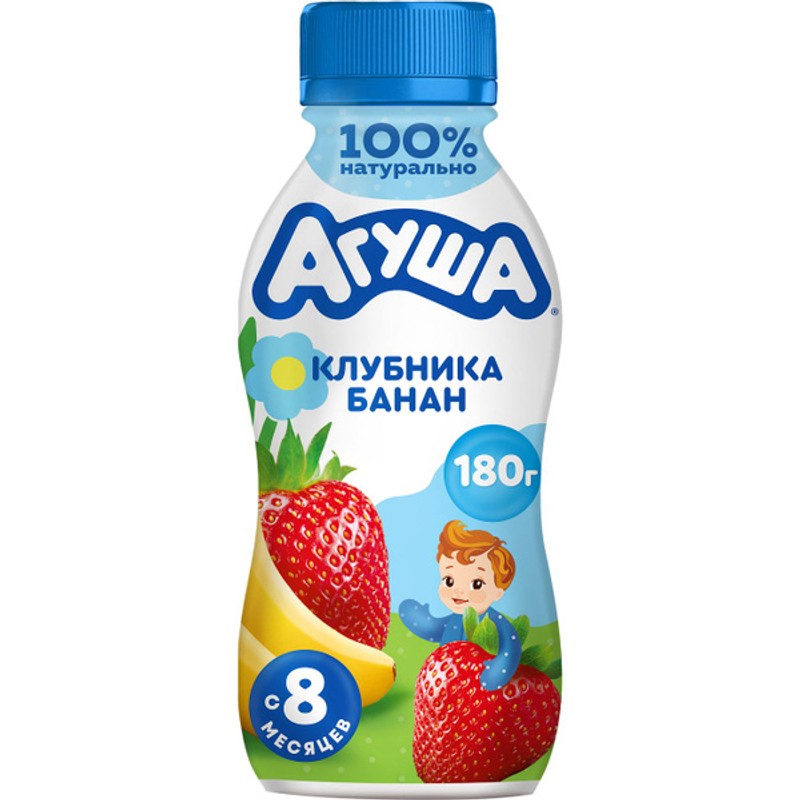 Йогурт агуша клубника-банан 2,2% 180г