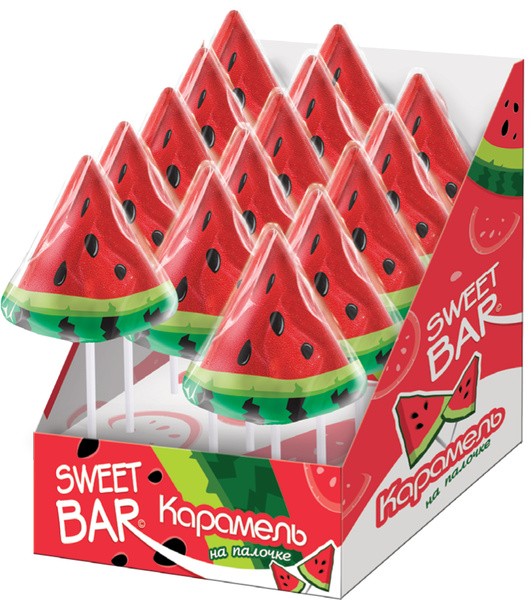 SWEET BAR Карамель на палочке Арбузик 4 *40 г