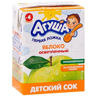 Сок агуша яблоко остветленный 0,2л