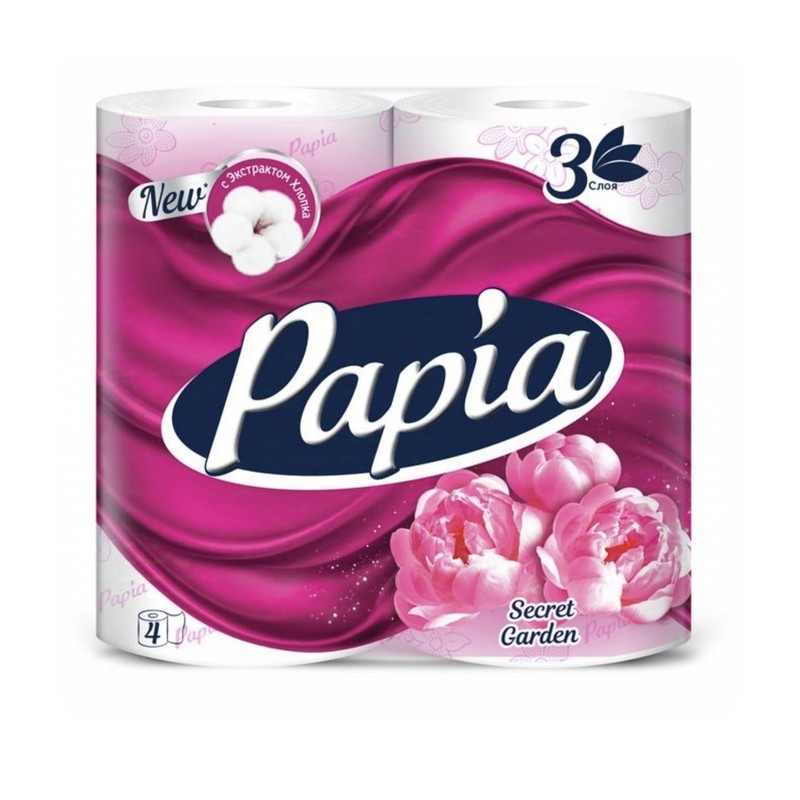 Туалетная бумага papia 3 сл *14 секрет гарден 1133
