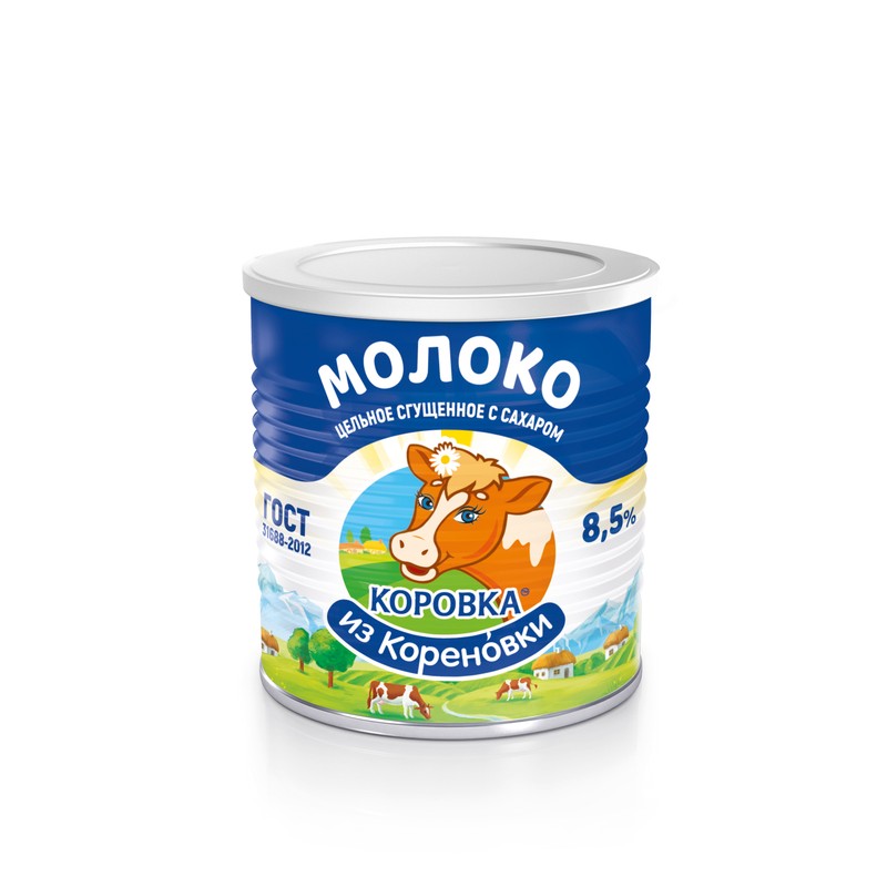 Молоко сгущ цельное с сах кизк 8,5% 360г крышка ж/б халял