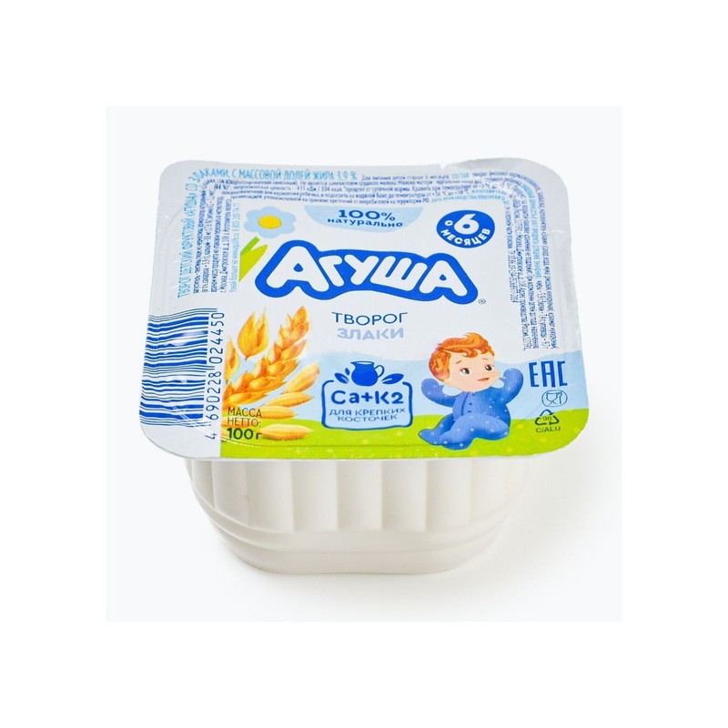 Творожок агуша 3,9% 100г злаки
