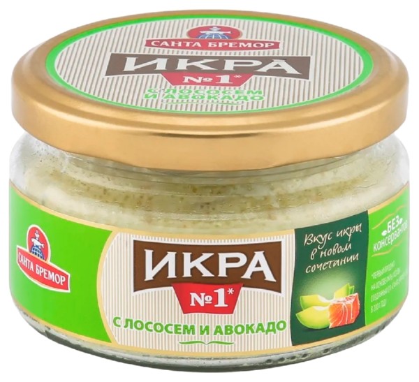 Икра деликатесная с лососем и авокадо 180 гр сантабремор