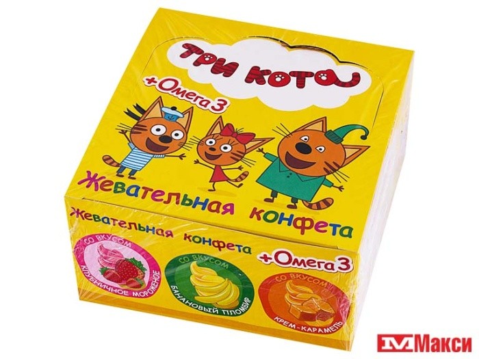 ТРИ КОТА жеват конфета с ОМЕГА 3 11г 48