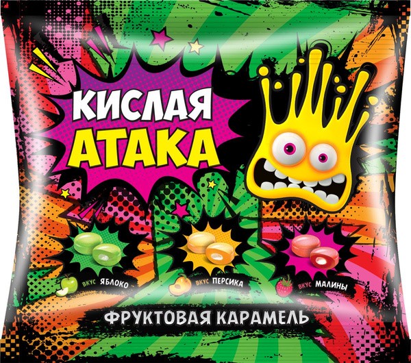 КИСЛАЯ АТАКА жеват конфета с кислым центром 4г 60