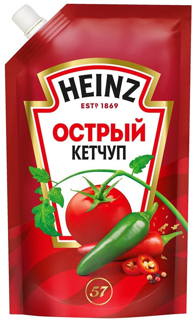 Кетчуп хайнц 320г острый дой пак