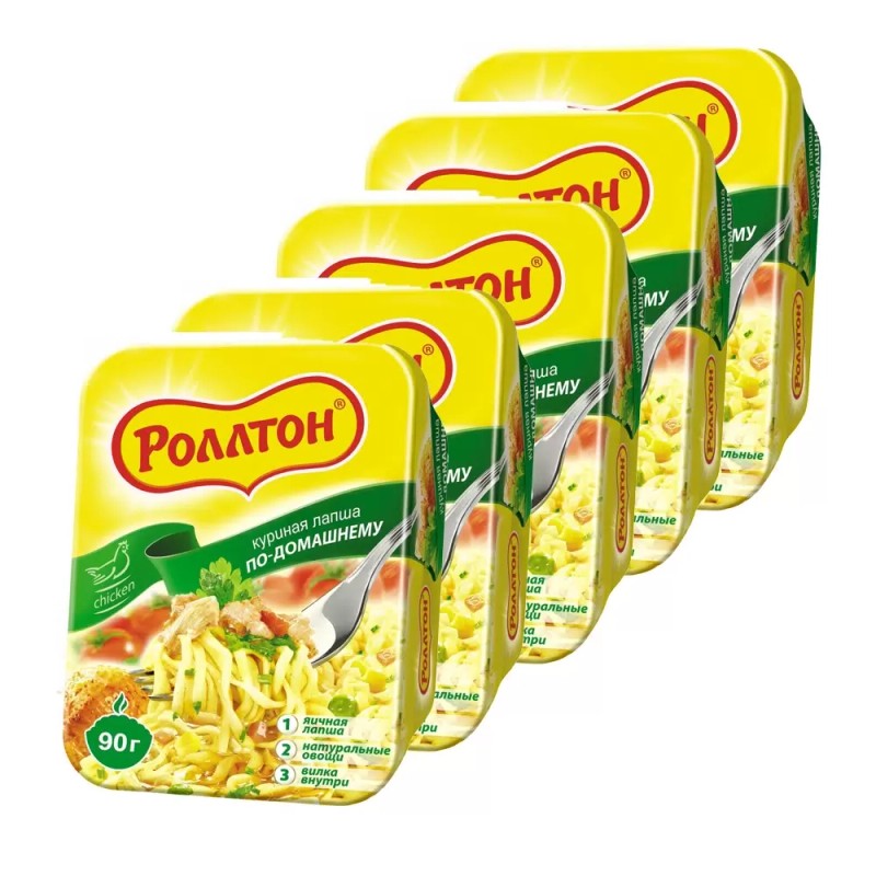 Вермишель б/п роллтон 90г лоток по-домашнему куриная