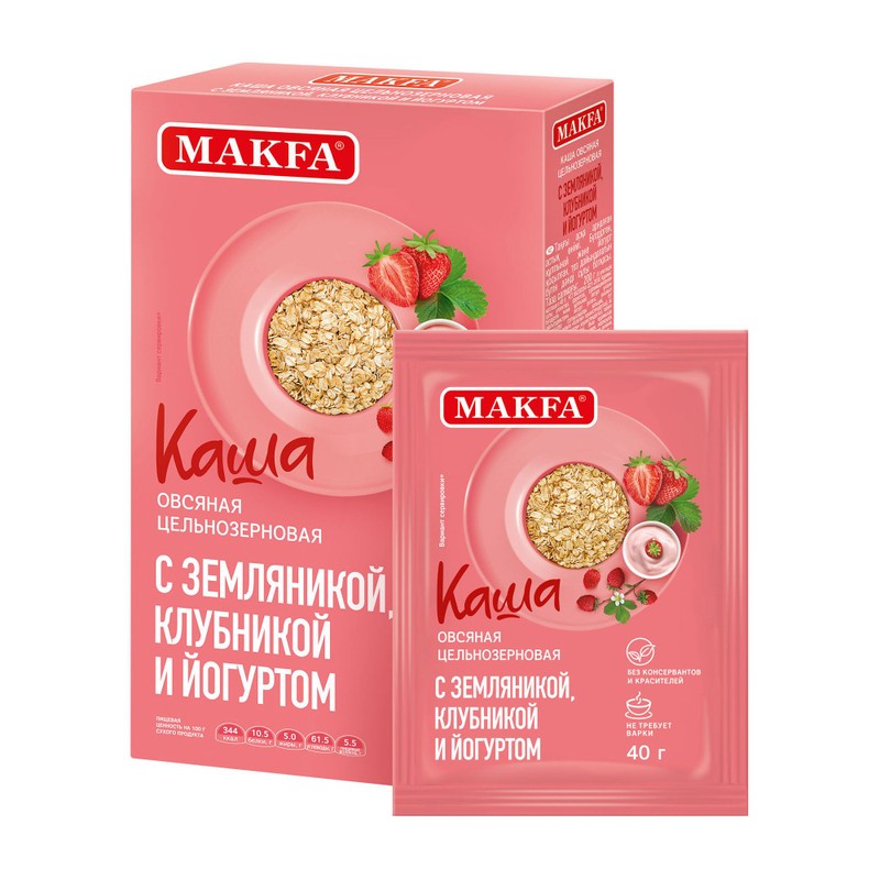 Каша овсяная макфа 40 г земляник/клубн/йогурт