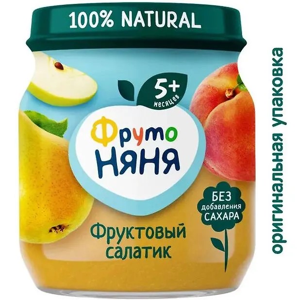 Пюре фн фруктовый салатик ябл/груша/персик 100г ст/б