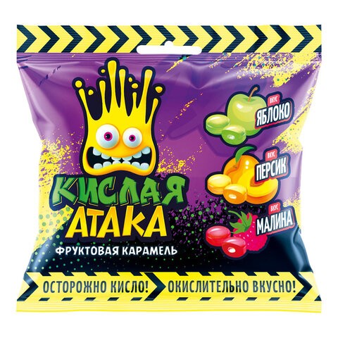 КАРАМЕЛЬ ЛЕДЕНЦ КИСЛАЯ АТАКА ЯБЛ/ПЕРС/МАЛИНА 40гр