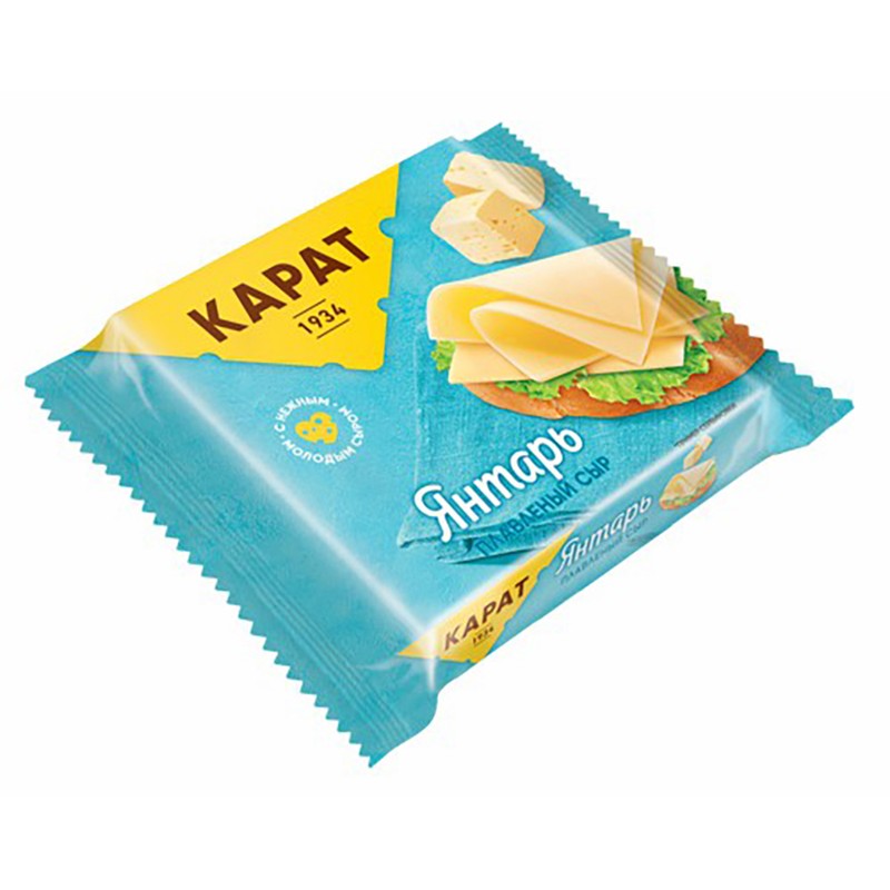Сыр плавл карат 25% 130г ломтиками янтарь