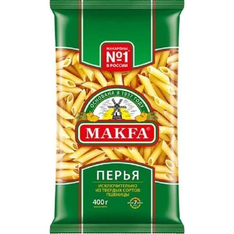 Макаронные изделия макфа перья любительские 400г