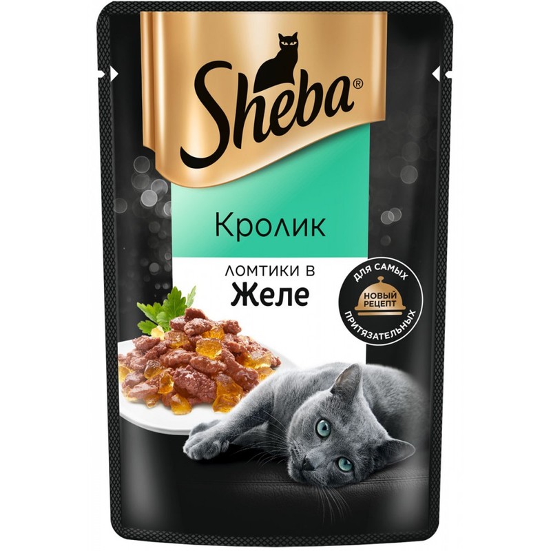 Корм д/кошек шеба 85г кролик в желе ломтики