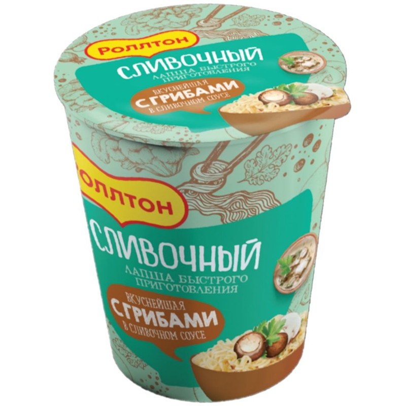 Лапша б/п роллтон с грибами в сливочном соусе 70 г стакан