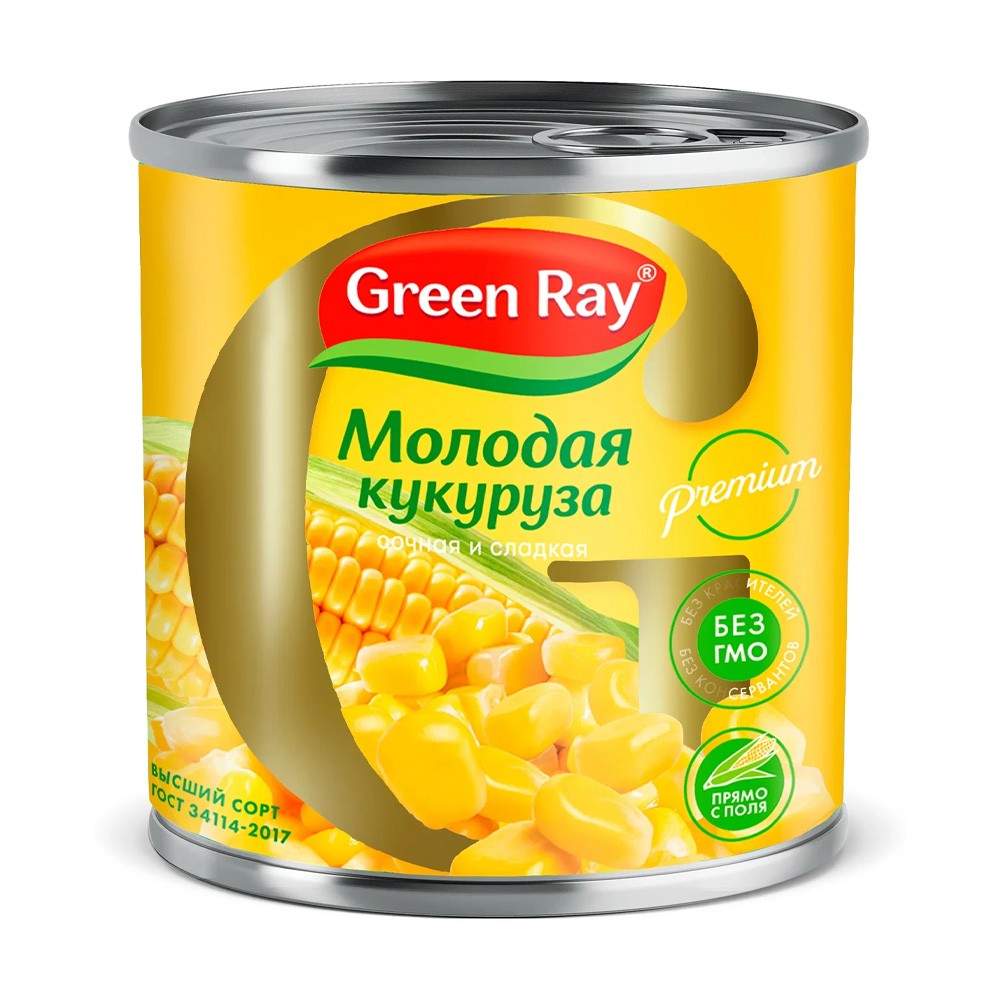 Молодая кукуруза сладкая green ray 425 мл ж/б