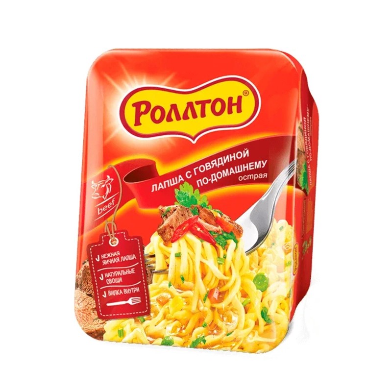 Лапша ролтон б/п острая говядина по-домашнему 90г чашка