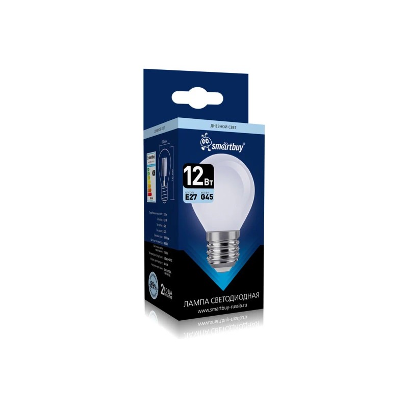 Светодиодная лампа led smartbuy g45-12-40к-е27