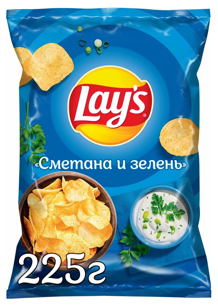 Чипсы лейс 225 г сметана зелень