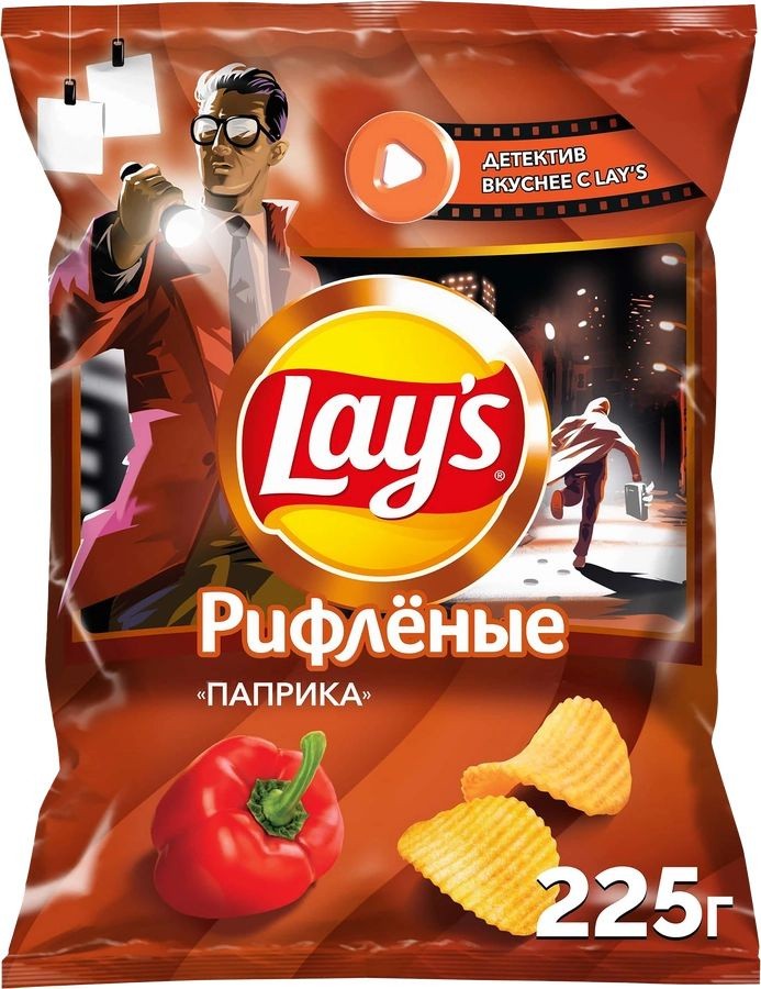 Чипсы лейс 225 г рифленые паприка